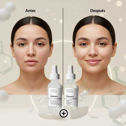THE ORDINARY KIT ANTI ACNÉ + POROS: Niacinamida y Ácido Salicílico para una piel limpia y uniforme